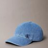 Șapcă de baseball din denim spălat cu logo brodat Șapcă de baseball din denim spălat cu logo brodat