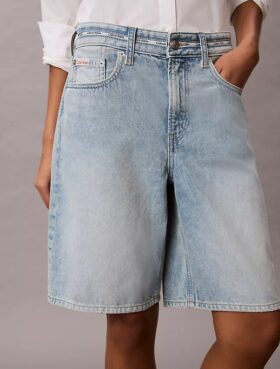 Bermude din denim cu logo