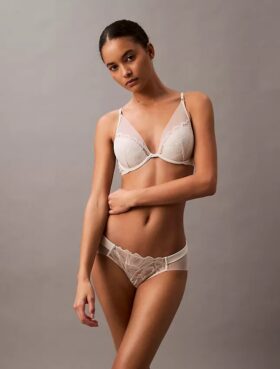 Bikini CK Black cu dantelă florală