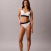 Bikini cu talie înaltă, elastic, din microfiber, cu monogramă grafică Bikini cu talie înaltă, elastic, din microfiber, cu monogramă grafică