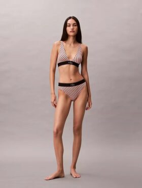 Bikini cu talie înaltă, elastic, din microfiber, cu monogramă grafică