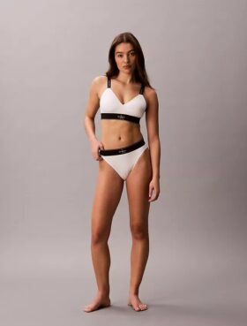Bikini cu talie înaltă, elastic, din microfiber, cu monogramă grafică