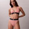 Bikini cu talie înaltă, elastic, din microfiber, cu monogramă grafică Bikini cu talie înaltă, elastic, din microfiber, cu monogramă grafică