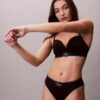 Bikini cu talie înaltă, elastic, din microfiber, cu monogramă grafică Bikini cu talie înaltă, elastic, din microfiber, cu monogramă grafică