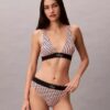 Bikini cu talie înaltă, elastic, din microfiber, cu monogramă grafică Bikini cu talie înaltă, elastic, din microfiber, cu monogramă grafică