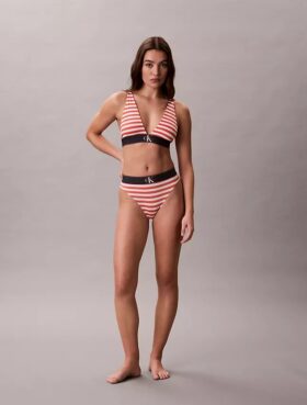 Bikini cu talie înaltă, elastic, din microfiber, cu monogramă grafică