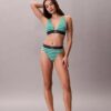 Bikini cu talie înaltă, elastic, din microfiber, cu monogramă grafică Bikini cu talie înaltă, elastic, din microfiber, cu monogramă grafică