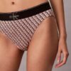 Bikini cu talie înaltă, elastic, din microfiber, cu monogramă grafică Bikini cu talie înaltă, elastic, din microfiber, cu monogramă grafică