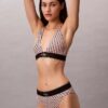 Bikini cu talie înaltă, elastic, din microfiber, cu monogramă grafică Bikini cu talie înaltă, elastic, din microfiber, cu monogramă grafică