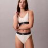 Bikini cu talie înaltă, elastic, din microfiber, cu monogramă grafică Bikini cu talie înaltă, elastic, din microfiber, cu monogramă grafică