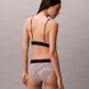 Bikini cu talie înaltă, elastic, din microfiber, cu monogramă grafică Bikini cu talie înaltă, elastic, din microfiber, cu monogramă grafică