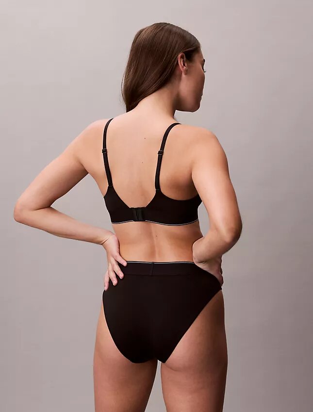Bikini cu talie înaltă, elastic, din microfiber, cu monogramă grafică Bikini cu talie înaltă, elastic, din microfiber, cu monogramă grafică