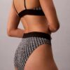Bikini cu talie înaltă, elastic, din microfiber, cu monogramă grafică Bikini cu talie înaltă, elastic, din microfiber, cu monogramă grafică