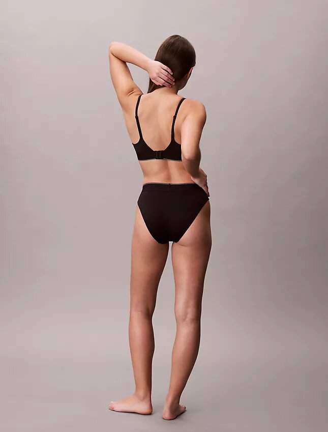 Bikini cu talie înaltă, elastic, din microfiber, cu monogramă grafică Bikini cu talie înaltă, elastic, din microfiber, cu monogramă grafică