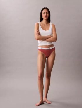 Bikini din bumbac elastic cu nervuri