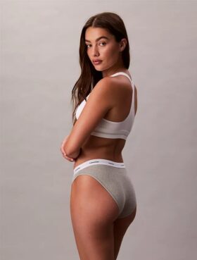 Bikini din bumbac elastic cu nervuri