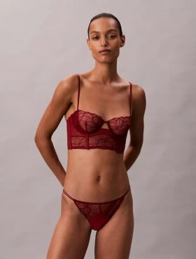 Bikini din dantelă florală neagră CK Black