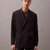 Blazer din amestec de gabardină de lână cu două rânduri de nasturi