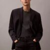 Blazer din amestec de gabardină de lână cu două rânduri de nasturi