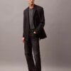 Blazer din amestec de gabardină de lână cu două rânduri de nasturi