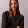 Blazer lejer din amestec de lână cu imprimeu în carouri