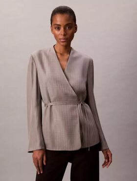 Blazer înfășurat din jacquard de viscoză