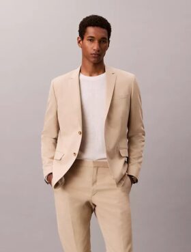 Blazer slim din amestec de in