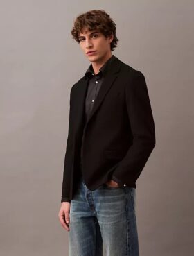 Blazer slim din gabardină de lână