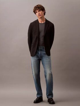 Blazer slim din gabardină de lână