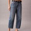 Blugi cropped cu croi evazat