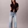 Blugi cropped cu picior larg