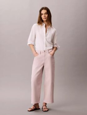 Blugi cropped cu picior larg