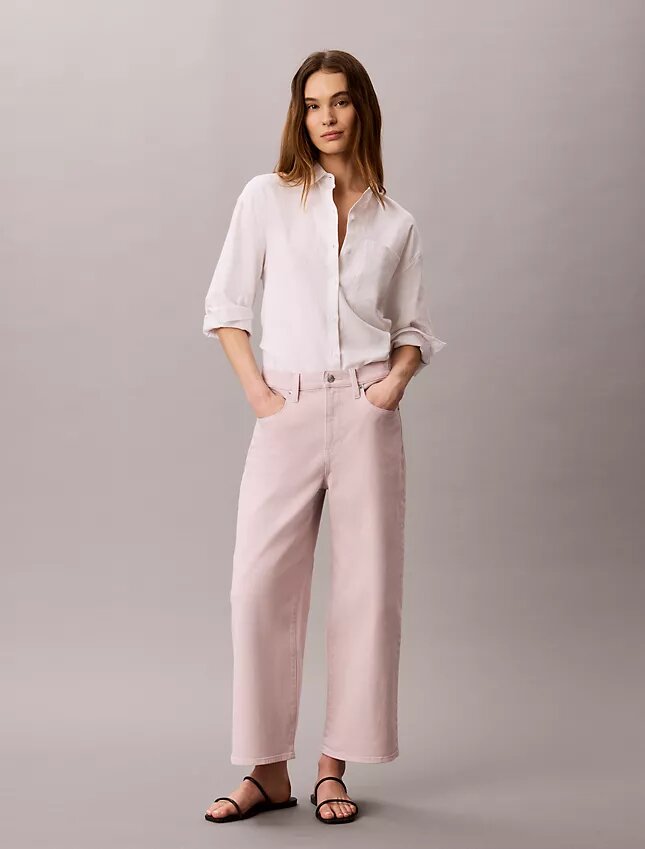 Blugi cropped cu picior larg Blugi cropped cu picior larg