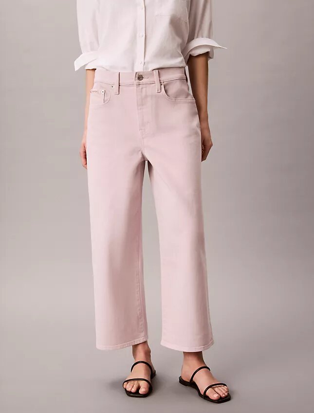 Blugi cropped cu picior larg Blugi cropped cu picior larg