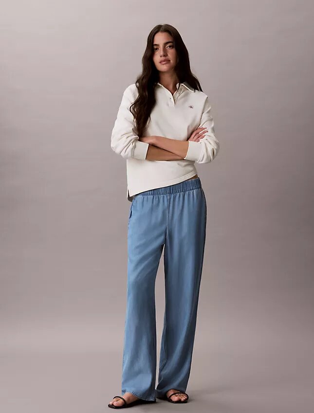 Blugi din denim relaxat, fără nasturi Blugi din denim relaxat, fără nasturi