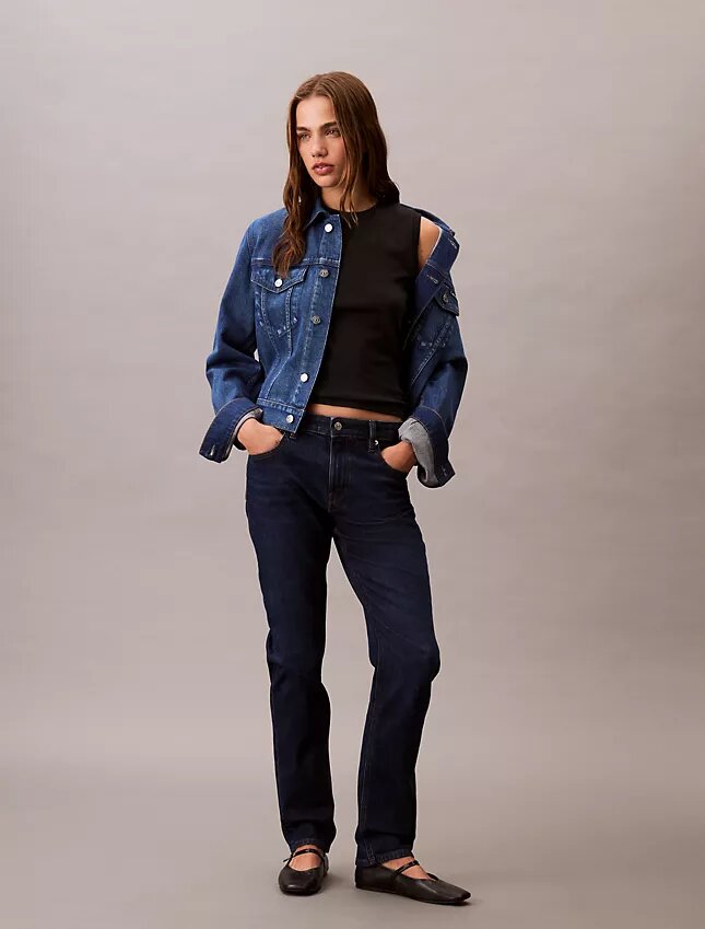 Blugi slim cu talie medie Blugi slim cu talie medie