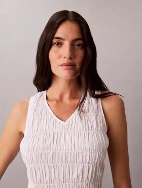 Bluză fără mâneci din poplin de bumbac