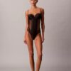 Body-ură din dantelă florală CK Black