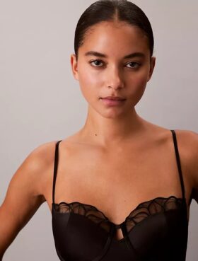 Body-ură din dantelă florală CK Black