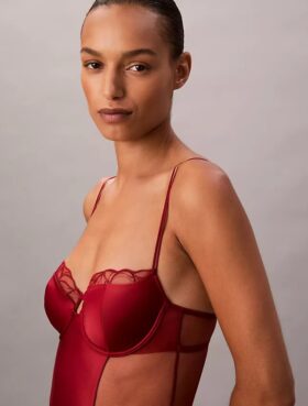 Body-ură din dantelă florală CK Black
