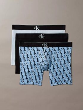 Boxeri cu monogramă grafică din Cotton Stretch, pachet de 3 bucăți