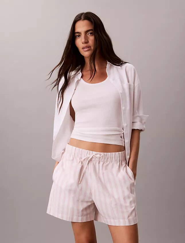 Boxeri din poplin de bumbac cu dungi Boxeri din poplin de bumbac cu dungi