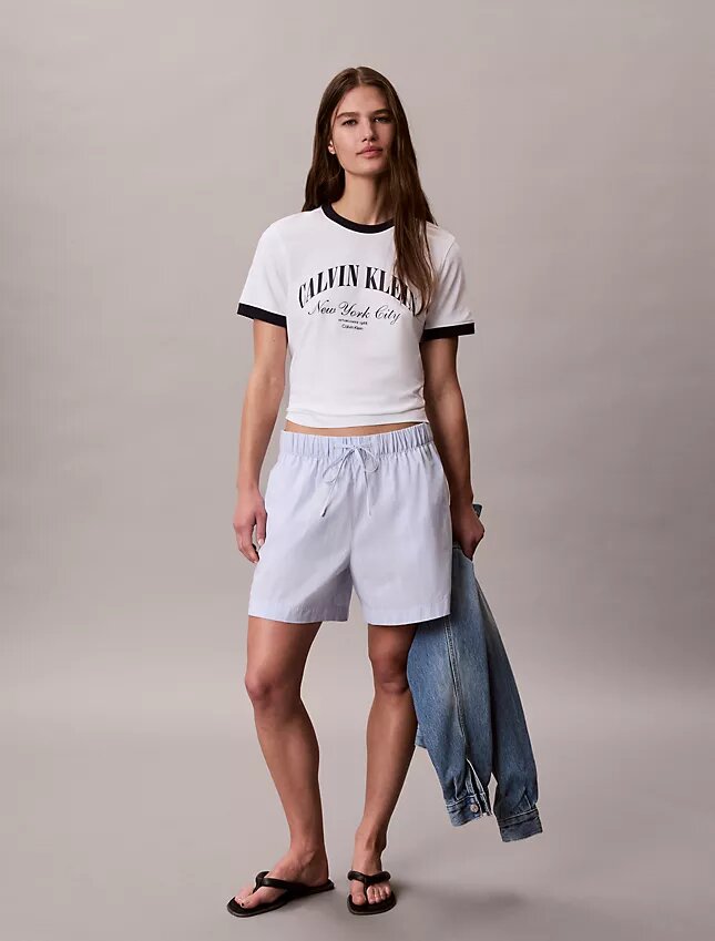 Boxeri din poplin de bumbac cu dungi Boxeri din poplin de bumbac cu dungi