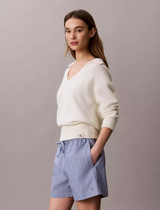 Boxeri din poplin de bumbac cu dungi Boxeri din poplin de bumbac cu dungi