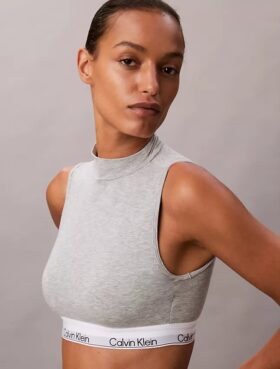Bralette cu guler înalt, ușor căptușită, din bumbac Modal