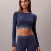 Bralette cu mâneci lungi, ușor căptușită, din bumbac Modal Icon