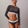 Bralette cu mâneci lungi, ușor căptușită, din bumbac Modal Icon