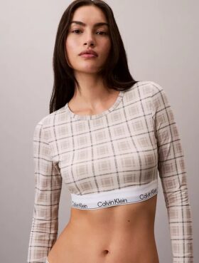Bralette cu mâneci lungi, ușor căptușită, din bumbac Modal Icon
