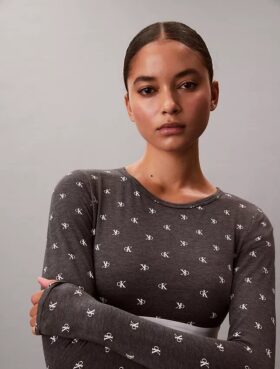 Bralette cu mâneci lungi, ușor căptușită, din bumbac Modal Icon