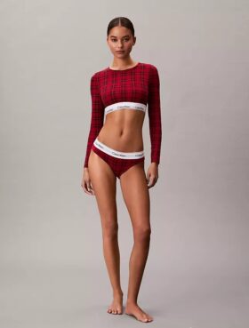 Bralette cu mâneci lungi, ușor căptușită, din bumbac Modal Icon